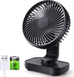 TEKCOOL 4000mAh Rechargeable Desk Fan, Portable Table Fan,USB Fan, USB Battery Powered Quiet Personal Fan,4 Speed for Home Office Travel(Silver)