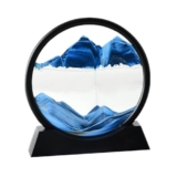 D & J SHOP 3D Dynamic Sand Art Liquid Motion, Moving Sand Art Picture Round Glass, 3D Deep Sea Sandscape in Motion Display, Flowing Sand Frame for Desktop, Home, Office, Work Decor (Blue)