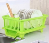 TEKCOOL Plastic Durable Kitchen Drainer Dish Rack Organizer/Drying Tray, Dish Rack with Drying Tray (Green, 45 x 32 x 18 cm, Dish Rack Br&B)