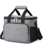 PINZOR Extra Large Lunch Box Bag for Women and Men, Leakproof Tiffin Bag for Work, Travel, Office, College School with Strong Handles and Adjustable Shoulder Strap (Grey, 24 Liter)(Extra Large Size)