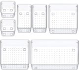 QUALIFT 7 pcs Acrylic Drawer Organiser Set, Multipurpose Transparent Organizer for Makeup, Vanity, Kitchen, Bathroom Cosmetic Organizer, Wardrobe & Aesthetic Desk Decor