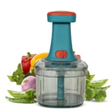 Tekcool Manual Hand Press Push Chopper with 6 Blades for Effortless Chopping Vegetables & Fruits (Assorted, 650 ml, Plastic).