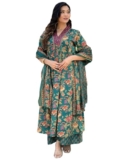 Nermosa Women Printed Anarkali Kurta and Pant Set with Dupatta (in, Alpha, L, Green)