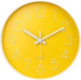 TEKCOOL Wall Clock 12″ Silent Quartz Decorative Latest Wall Clock Non-Ticking Classic Clock Battery Operated Round Easy to Read for Room/Home/Kitchen/Bedroom/Office/School- (Yellow).