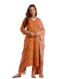 NAINVISH Women’s Rayon Printed Straight V-Neck Kurta Pant with Dupatta (SD689_KBD-M_Yellow)