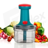 Fendex Manual Hand Press Push Chopper with 3 Blades for Effortless Chopping Vegetables & Fruits (Assorted, 650 ml, Plastic) (650 ML)