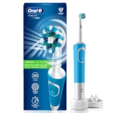 Oral B Vitality Rechargeable Rotating Electric Toothbrush for Adults, 2 Brushing Modes (Daily & Sensitive), 2 Min Timer with Quadpacer, 2 Year Warranty, IPX7 Water Resistant, Round Brush Head, (Blue, 1)