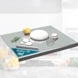 MOROVIK 304 Stainless Steel Chopping Board with Lip for Kitchen | Free Rollin Pin | Non Slip| Rust Proof | Easy to use| Round Edge| for Cutting Vegetables, Meat,Fish,Fruits | Medium |40 x 32 cm