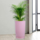 Kuber Industries Flower Pot with Plate | 18 Inch Lightweight Polymers Indoor-Outdoor Plant Pots | Flower Pot Gamla for Home-Office & Garden | Planter for Living Room | Marble Emerald | Pink