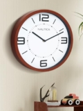 Nautica I 12 Inch I Modern Wall Clock for Living Room I 1Pc Wall Clock I Big Wall Clock L Wall Clock Wooden Design L Wood Finish I Crimson Brown – Analog
