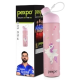 Pexpo Pico Pro Cute Sipper|Hot & Cold 500ml Stainless Steel Water Bottle for Kids & Adults|Unicorn UV Printed Design | Vacuum Insulated|Leak Proof & BPA Free|School, Picnic, Travel|Limited RCB Edition