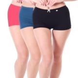 XJARVIS® LADYBAY Women’s High Coverage Super Combed Cotton Stretch Mid Waist Boy Shorts – Moisture Wicking, Innerwear for Seamless Underwear, Brief Boxer for Women Pack of 3, (Black/Pink/Blue)