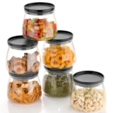 HomeWiz Stakable Matuki Storage Jar and Container Set I Air Tight & BPA Free for Kitchen Storage Set I Grocery & Snack Container Set I Multipurpose Durable Space Saving | 800 ML Each | Pack of 6 |