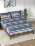 Nautica Super Soft 100% Cotton King Bedsheet and 2 Pillow Covers -3pc Set (Bristol) Ornamental-Blue/red