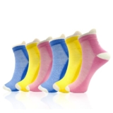 XJARVIS ® Mexico Women’s Half Terry Ankle Socks (Pack of 6) – Breathable, Odour-Free Combed Cotton Socks – Extra Cushioned Sole for Running, Gym, Sports, Everyday Wear (Blue, Yellow, Pink)