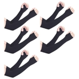XJARVIS Black UV Tan Sunblock protection with Thumb Hole Arm Sleeves, Outdoor Indoor Use Unisex Arm Sleeve for Men Women Children with Compression & Cooling Effect Pack of 5 (Black)