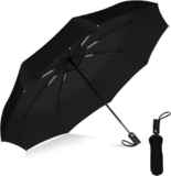 Roughhouse UV protection Black Umbrella Automatic open close for rain and sun protection 3 fold umbrella for men women kids boys girls big size large three fold stylish folding windproof travel cover