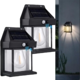 WIDEWINGS Solar Wall Lights Outdoor,Wireless Dusk to Dawn Porch Lights Fixture,Solar Wall Lantern with 3 Modes & Motion Sensor,Waterproof Exterior Wall Lights for Outdoor Porch, Fence, Courtyard (3)