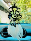 MH VILLA Acrylic Ganesha Car Hanging, Dream Catcher For Car, Car Mirror Hanging Accessories Interior, Ganesha Hanging For Car, Car Decoration Accessories – Ganesha-1Pcs-Dn-2, White
