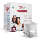 AGEasy (Max Group) Unisex Adult Diaper Pants with Wetness Indicator | Odour Lock & Anti-Bacterial | Skin Friendly Pant Style Diapers for Easier Wearing & Removal | Pack of 1 (10 Count) (XL)
