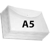 CAMPIO A5 Transparent File Folders – 20 Pack, Premium Document Organizer, Clear Plastic Sleeves for Cheque Size Papers, Durable Poly Envelopes, Office and School Supplies for Home and Business