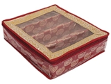Kuber Industries Multipurpose Teardrop Pattern Laminated 4 Rod Bangle Box/Organizer/Case With Tranasparent Top (Red)-47KM0493