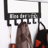 ROMINO 6 Hooks Over Door Hanger, Decorative Organizer Hook Caddy for Bedrooms, Clothes, Towels, Purses, Bags, Jackets, Made of Carbon Steel (4)