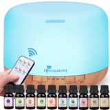 Diffuserlove Plastic 550Ml Green Jade Grain Diffuser Ultrasonic Aromatherapy Oil Diffuser With 4 Timer Setting 7 Color Led Lights, Waterless Auto Shut-Off For Office Bedroom Baby Room Yoga Pet Room