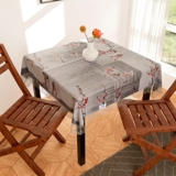 Heart Home Square Table Cover for 4 Seater|PVC Waterproof Floral Pattern Tablecloth Indoor & Outdoor|48×48 Inch (Gray)