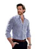 BE ACTIVE Men’s Casual Cotton Blend Stripes Shirt || Casual Shirts for Men || Men Casual Shirt || Casual Wear Shirts (RF0031 1 XL) Navy Blue