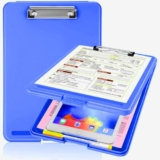 PRANIJ Versatile Foldable Plastic Clipboard with Built-in Storage and Pen Holder – Ideal for School, Office, Travel – Perfect for Students, Teachers, Doctors, Nurses, Professionals (Dark Blue)