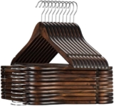 Solid Wood 360 Degree Swivel Chrome Garment Hangers with Non Slip Bar and Precisely Cut Notches Black Wooden Hanger (Cherry Wood, 6)