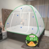 Kolar Mosquito Net for Double Bed | Polyester | King Size Foldable Machardani with Heart Design |Strong and Durable|Tent Type Corrosion Resistant – Green Color