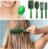 ZURATO Hair Brush Set – Nylon Pins Massage Hairbrushes for Detangling, Blow Drying, Straightening – Suitable for All Types Hair Brush for Women Men Kids Girls (Pearlescent Green)