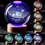 GITGRNTH 3D Galaxy Crystal LED Ball Lamp With Light Changing Wooden Base-2.36 Inch Solar System Night Light, 3D Crystal Ball, Galaxy Lamp Ball, Galaxy Crystal Ball Light Lamp (16 Color Galaxy )