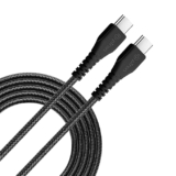 pTron Solero Braid 60W Type C to Type C Fast Charging Cable 1.5m for Samsung, OnePlus, Oppo, Vivo, Xiaomi, Realme, IQOO & other Type C devices, Unbreakable Nylon Braid & 480Mbps Sync Speed (Black)