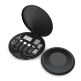 RAMPASS All in One 60W USB Fast Charging Travel Cable Set Type C, Lightening and Micro USB Port Inbuilt Mobile Stand Compatible with iPhone, iPad,Samsung,OnePlus, Mi,Oppo,Vivo,Tablets, Speakers