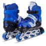 HKR Inline Skates with Pu Flashing Wheel Aluminum Body in-Line Skates with Size Adjustable with Led Flash Lights Set for Boys Kids & Girls Length for Age 6-16 Years (Blue)