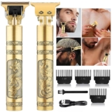Quicknik Trimmer Men, Hair Clipper Cordless Dragon Style Electric Shaver for Beard, Hairs, Mustache and Face, Zero Gapped T-Blade Clippers with 4 Size Hair Guide Combs Perfect Men’s Grooming Kit