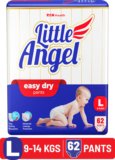 Little Angel Easy Dry Diaper Pants With 12 Hrs Absorption Large Size, 9-14 Kgs – L(62 Pieces)
