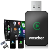 Woscher 2In1 Airlink Wireless Carplay Adapter And Android Auto Adapter For Car |Converts Wired To Wireless, Bluetooth Connectivity, Only For Cars With Oem Installed Wired Android Auto/Carplay (Black)