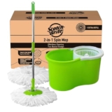 Scotch-Brite 2-In-1 Bucket Spin Mop (Green, 2 Refills), 4 Pcs