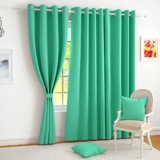Story@Home Blackout Door Curtains 7 Feet Long Set Of 2 | Plain Printed | 75% Room Darkening Curtain | Thermal Insulated | Curtains For Living Room | (116 X 215 Cm, Teal) | Perfect For Home Decor