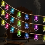 Gesto Serial String Lights – 14 Led Diwali Diya, 10 Feet Multicolor Fairy Lights For Home,Mandir,Pooja Room, Deepawali & Diwali Decoration, Christmas,Festival | Indoor & Outdoor Decorative Lights