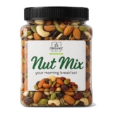 Organic Box Healthy Nutmix 500Gm, Dried Almonds, Black Raisins, Cashewnuts, Cranberries, Black Dates & Many More. (Jar Pack)