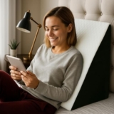 Sleepsia Wedge Pillow For Sleeping | 1 Year Warranty | Back Support Orthopedic Memory Foam Wedge Cushion For Acid Reflux, Pregnancy, Snoring, Gerd, Back & Leg Support-White/Black, 20″L X 17.4″W X 10″H