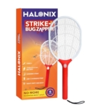 Halonix Strike Plus Bug Zapper Anti-Mosquito Racquet, Insect Killer Bat With Torch With Rechargeable 1200 Mah Battery | Mosquito Bat | Fly Swatter | Type C Cable Charging, Orange
