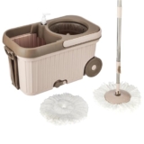 Presto! Plastic Elite Spin Mop With Bigger Wheels And Auto- Fold Handle, Chestnut, 2 Refills