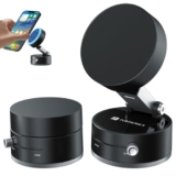 Portronics Hold X Magnetic Vacuum Suction Mobile Holder, Multiple Angle Adjustment, Retractable, Strong Magnetic Attachment, Compatible With Iphone & Android Phone For Car, Desk, Mirror, Glass(Black)