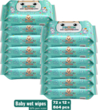 Mamma Love 99% Pure Water Baby Wet Wipes With Lid | Pack Of 12 | 72 Pcs/Pack |..(864 Wipes)
